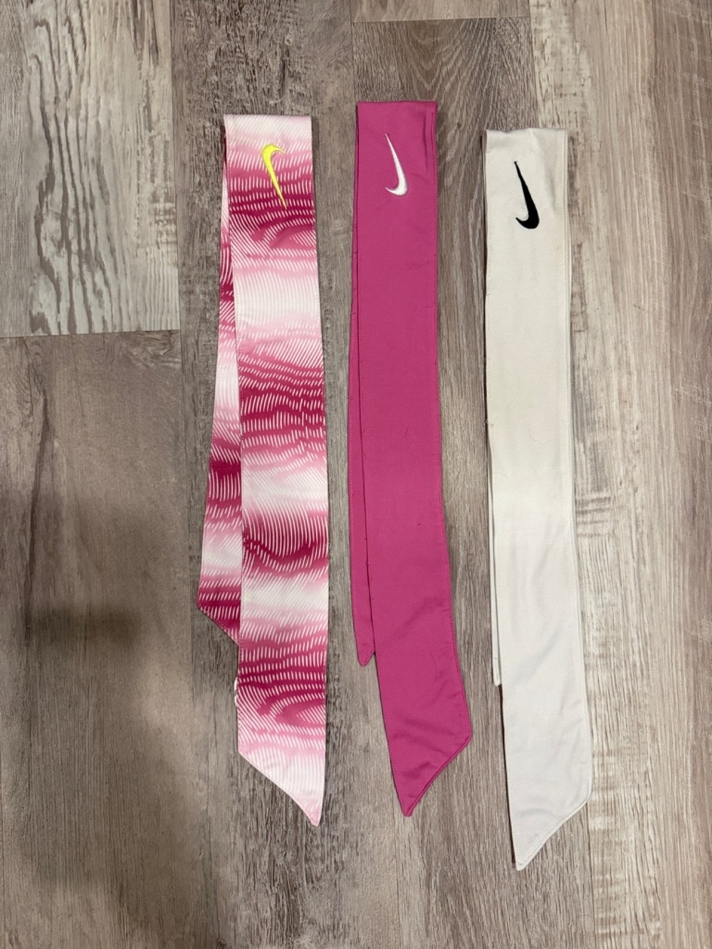 Nike Pink, Magenta & White Swoosh Headbands Trio
